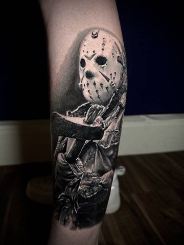Jason Voorhees portré tetoválás